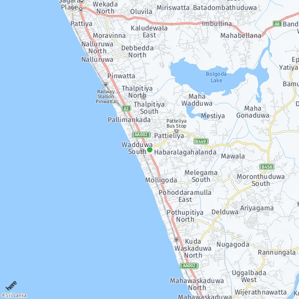 HERE Map of Wadduwa, Sri Lanka